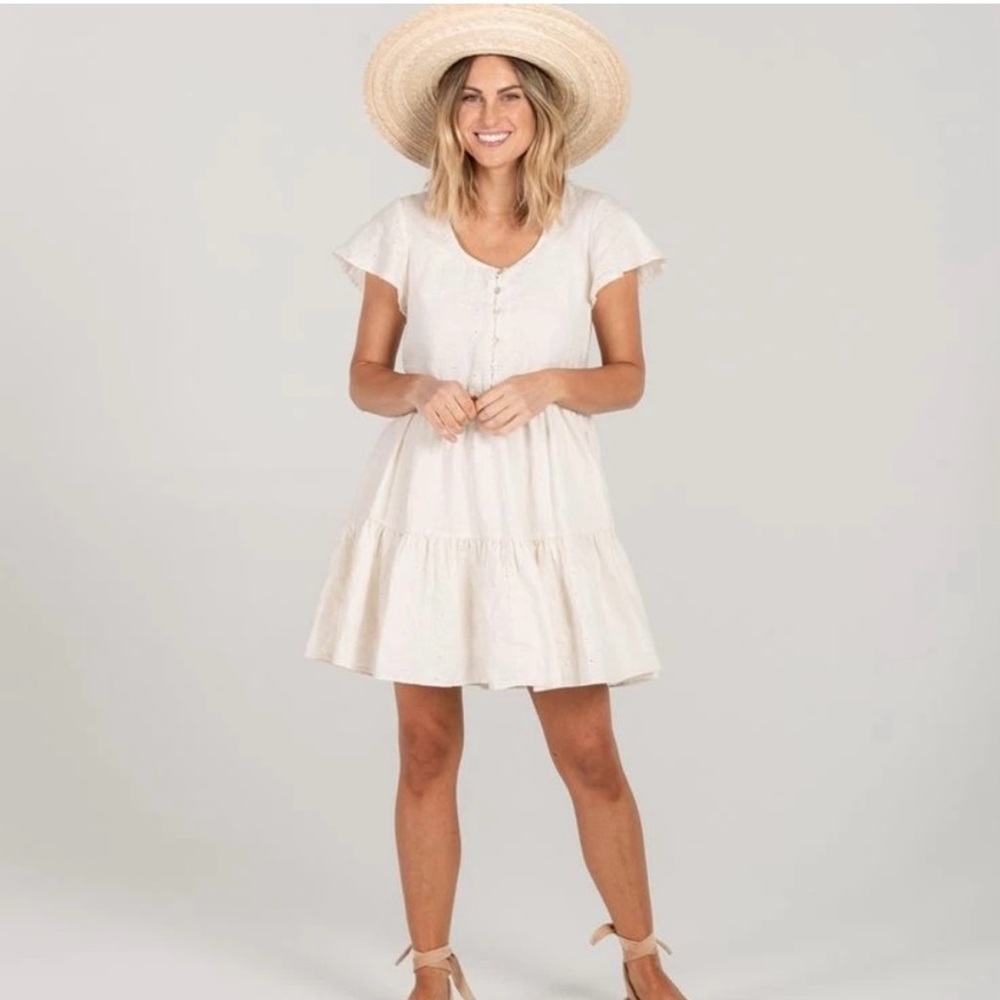 Rylee + Cru Cream eyelet mini dress